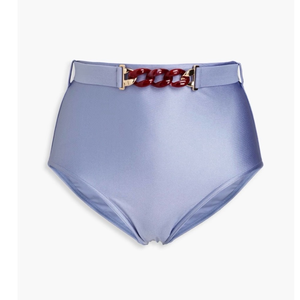 Zimmermann Chain-embellished belted high-rise bikini briefs